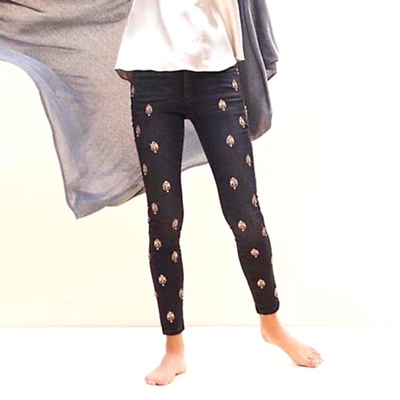 Anthropologie Pilcro Script High-Rise Embellished Skinny Jeans size 27 - Picture 4 of 12